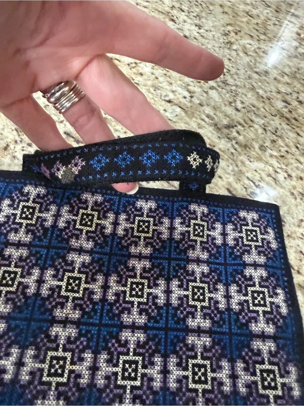 Beautiful Embroidered Cross Stitch Cloth Bible Cover Book Cover with Handles